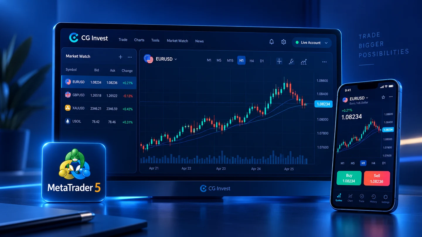 Illustrative MetaTrader 5 trading platform
