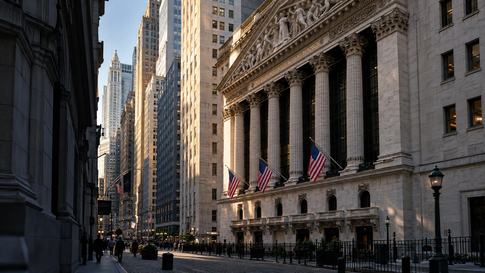 Illustrative Wall Street stock exchange scene